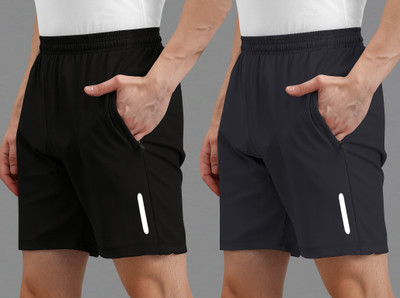 AVOLT Solid Men Black, Dark Grey Casual Shorts