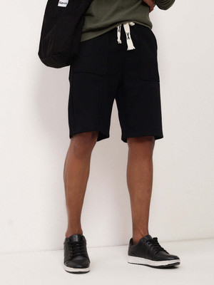 SHOWOFFFF Solid Men Black Regular Shorts