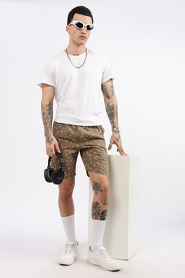 24 Street Printed Men Beige Casual Shorts
