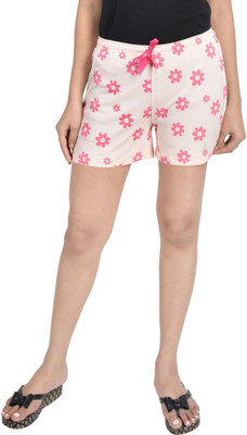 HouseOfCommon Floral Print Women White Regular Shorts