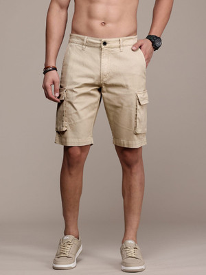 Roadster Solid Men Beige Cargo Shorts