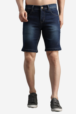 PRJ IN STYLE Solid Men Denim Dark Blue Regular Shorts