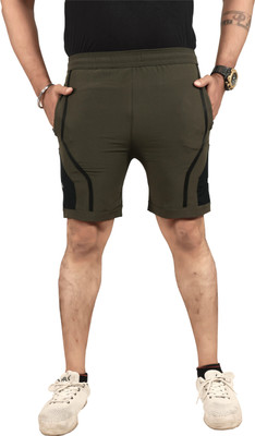 DARSHAN CREATION Color Block Men Dark Green Sports Shorts