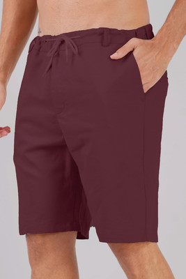 cvc Solid Men Maroon Basic Shorts