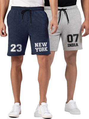 Fflirtygo Printed Men Grey, Blue Casual Shorts