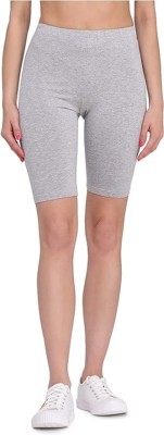 Diving deep Solid Women Grey Cycling Shorts