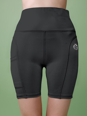 KPTrendz Solid Women Dark Grey High Waist Shorts