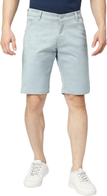 TCI Solid Men Denim Grey Chino Shorts