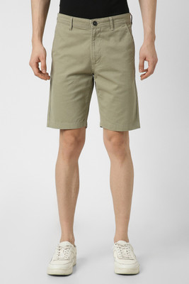 PETER ENGLAND Solid Men Green Regular Shorts