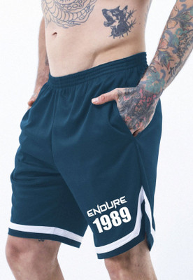 LOTHRIC Printed Men Blue Gym Shorts