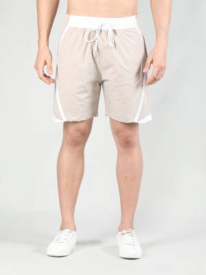 CHKOKKO Solid Men Beige Basic Shorts