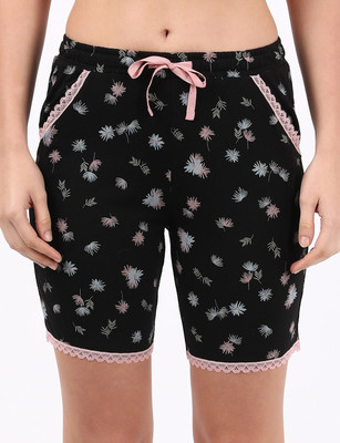 JOCKEY Printed Women Black Regular Shorts