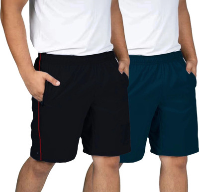 Fabc Solid Men Black, Blue Basic Shorts