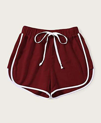 Duscho Solid Women Maroon Regular Shorts