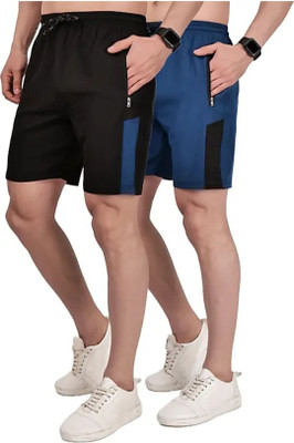 Newapparels Color Block Men Black, Blue Casual Shorts