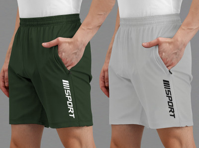AVOLT Printed Men Dark Green, Grey Casual Shorts