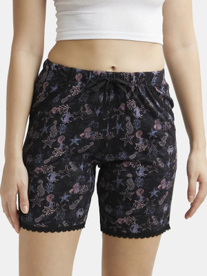 JOCKEY Printed Women Black Regular Shorts