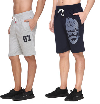 Basis Printed Men Grey, Dark Blue Regular Shorts