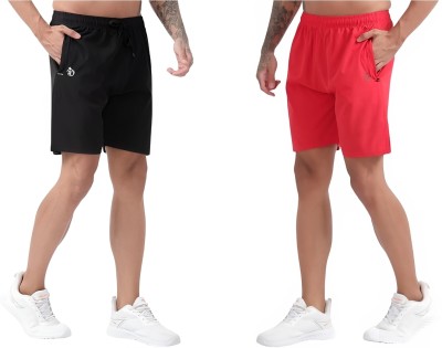 BLUE STAR SHARK Solid Men Black, Red Casual Shorts