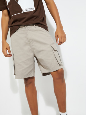 MAX Solid Men Beige Basic Shorts