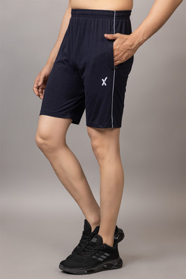 axys Solid Men Dark Blue Casual Shorts