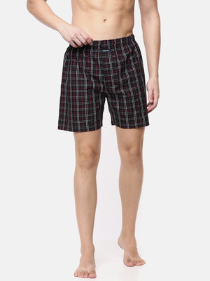 Force NXT Checkered Men Black Boxer Shorts