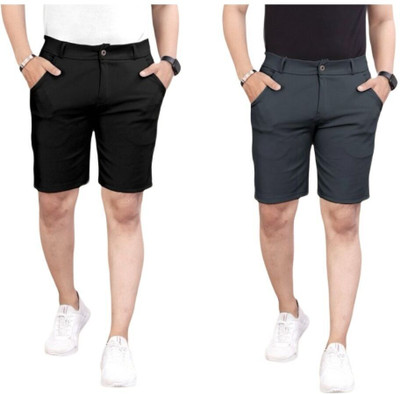 STYLES ERA Solid Men Black, Dark Grey Regular Shorts