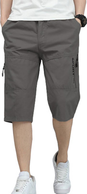 RIDHUDEE Solid Men Dark Grey Regular Shorts