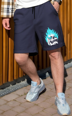 MOWA Printed Men Dark Blue Regular Shorts