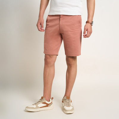 Peregrine by Pantaloons Solid Men Pink Basic Shorts