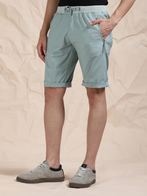 bEEVEE Solid Men Green Regular Shorts