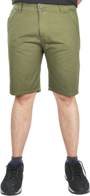 RCS Solid Men Green Chino Shorts