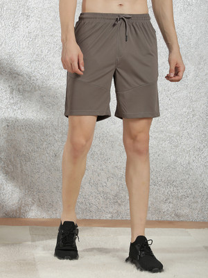 Force NXT Solid Men Grey Sports Shorts