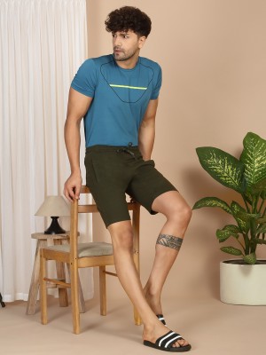 SWEET DREAMS Solid Men Dark Green Casual Shorts