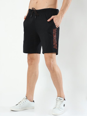 ARDEUR Self Design Men Black Basic Shorts