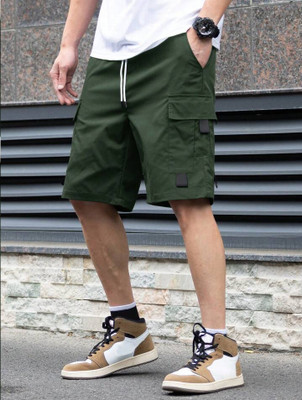 TYRELL Solid Men Dark Green Cargo Shorts