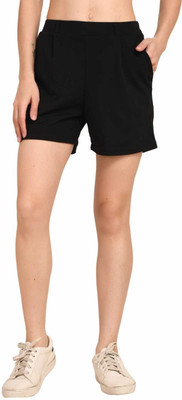 jankriti lifestyles Solid Women Black Regular Shorts