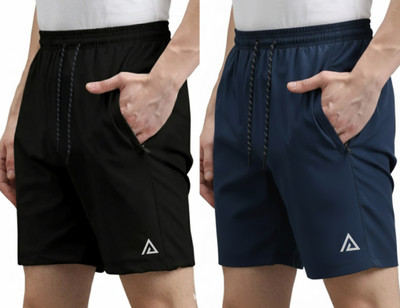 ASR Printed Men Black, Blue Regular Shorts