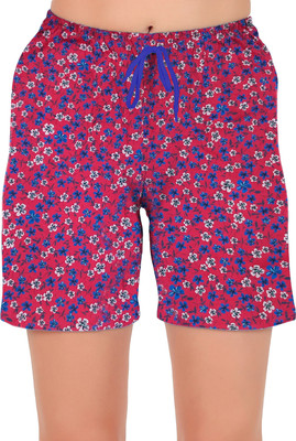 Lyra Printed Women Red Night Shorts