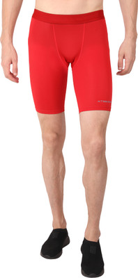 Athmonk Solid Men Red Sports Shorts