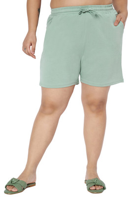 BRINNS Solid Women Light Green Casual Shorts