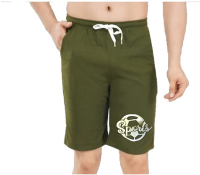 My stitches Printed Men Light Green Basic Shorts