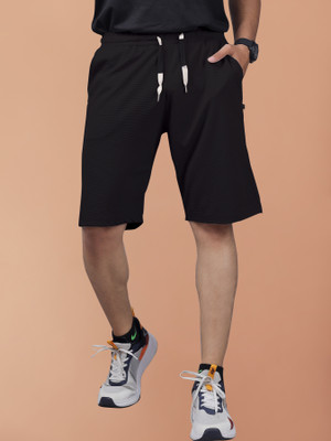 Septem Solid Men Black Basic Shorts
