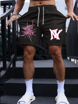 Manlino Graphic Print Men Black Basic Shorts