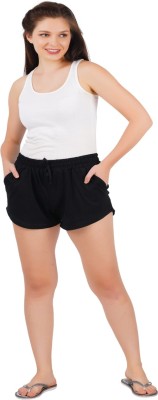 jocker Solid Women Black Regular Shorts