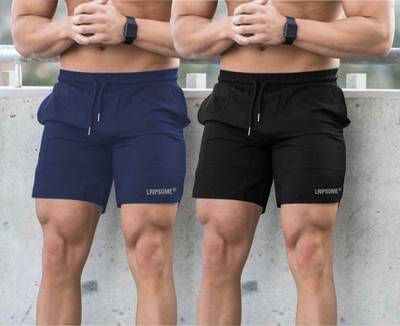 Lripsome Solid Men Blue, Black Sports Shorts