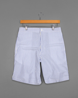 french crown Striped Men White Casual Shorts