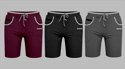 WeReKo Solid Men Black, Dark Grey, Maroon Regular Shorts