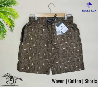 ROLLS RUN Printed Men Dark Green Basic Shorts