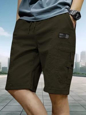 TYRELL Self Design Men Dark Green Cargo Shorts